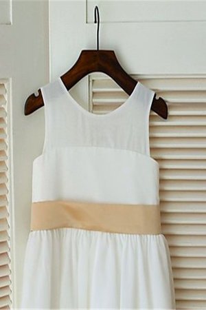 Robe de cortège enfant naturel a-ligne encolure ronde en chiffon avec sans manches - Photo 4