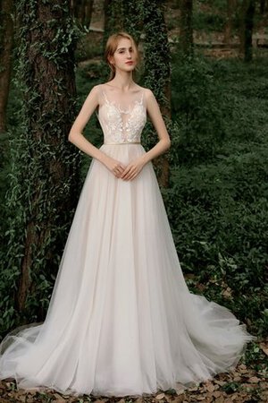 Robe de mariée v encolure fermeutre eclair avec bouton divin moderne - Photo 3