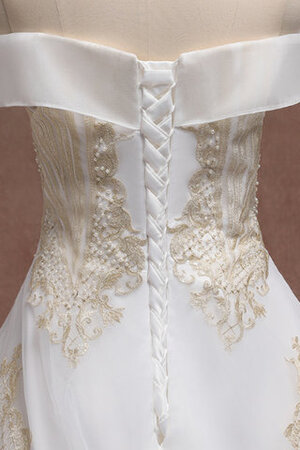 Robe de mariée enchanteur cordon de traîne mi-longue avec perle jusqu'au sol - Photo 5
