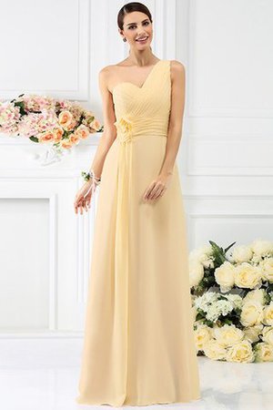 Empire Taille Prinzessin Reißverschluss Bodenlanges Brautjungfernkleid mit Plissierungen - Bild 6