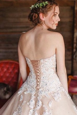 Robe de quinceanera longue naturel de mode de bal avec sans manches en tulle - Photo 2