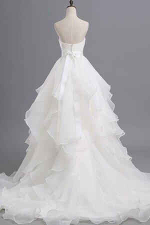 Rückenfreies Kapelle Schleppe drapiertes Organza bodenlanges kurzes Brautkleid - Bild 4