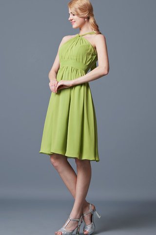 Robe demoiselle d'honneur plissé avec nœud à boucles ruché a-ligne dénudé - Photo 2