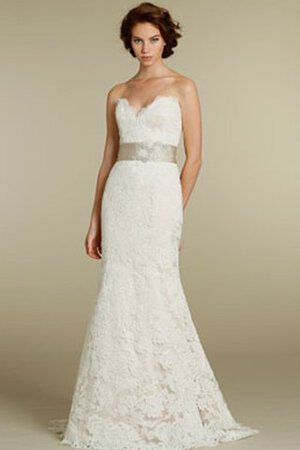 Vestido de Novia en Satén Elástico de Fajas de Encaje Adorno de Cola Corte - Foto 4