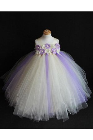 Duchesse-Linie Empire Taille Tüll knöchellanges Blumenmädchenkleid mit Rüschen - Bild 1