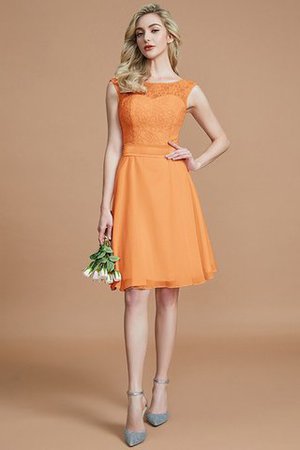 Robe demoiselle d'honneur de col bateau de princesse avec zip a-ligne manche nulle - Photo 25