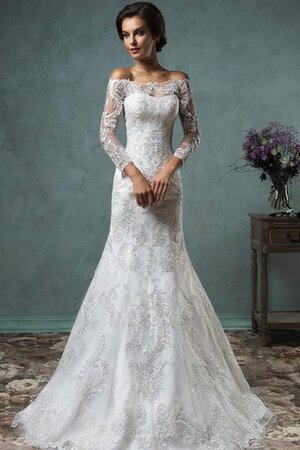 Robe de mariée spécial longue avec bouton avec gaze de traîne courte - Photo 1