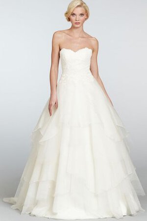 Vestido de Novia en Organza de Sin mangas de Cola Capilla de Natural de Encaje Adorno - Foto 1