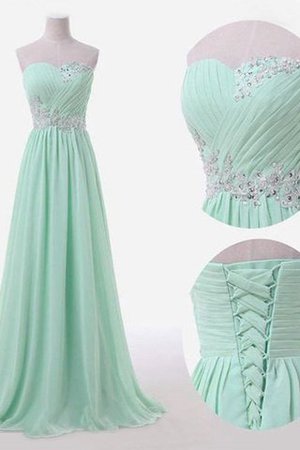 Robe demoiselle d'honneur manche nulle en chiffon avec perle de col en cœur ligne a - Photo 1