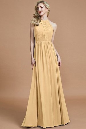 Robe demoiselle d'honneur naturel a-ligne manche nulle en chiffon de princesse - Photo 17