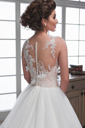 Robe de mariée naturel encolure ronde de mode de bal appliques longueur au ras du sol - Photo 4