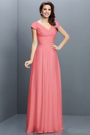 Robe demoiselle d'honneur plissé avec zip en chiffon de princesse a-ligne - Photo 28