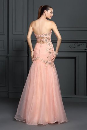 Herz-Ausschnitt Organza Normale Taille Bodenlanges Abendkleid mit Applike - Bild 2