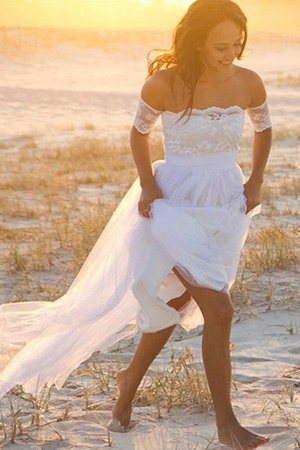 Abito da sposa in pizzo in chiffon principessa splendido con ricamo a riva - Foto 1