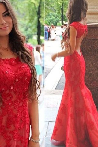 Vestido de Noche de Corte Sirena de Joya de Manga tapada de Espalda con ojo de cerradura - Foto 2