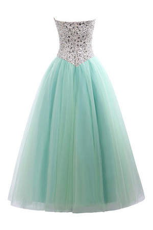 Duchesse-Linie Tüll Strand langes Quinceanera Kleid mit Kristall aus elastischer Satin - Bild 6
