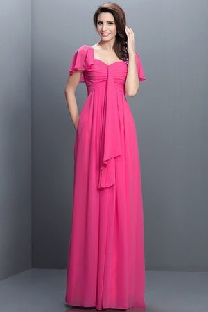 Halbe Ärmeln Herz-Ausschnitt Plissiertes Bodenlanges Brautjungfernkleid aus Chiffon - Bild 11