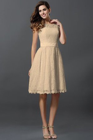 Schaufel-Ausschnitt Prinzessin A-Line Knielanges Brautjungfernkleid mit Bordüre - Bild 12