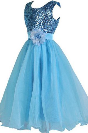 Robe de cortège enfant pailleté textile en tulle col u profond a-ligne avec zip - Photo 3