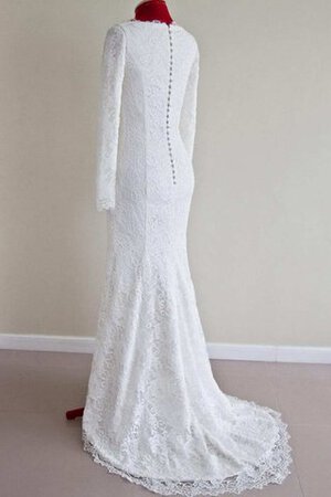 Robe de mariée festonné fermeutre eclair avec nœud à boucles boutonné avec manche longue - Photo 4