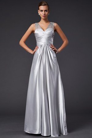 A-Linie Prinzessin Bodenlanges Sittsames Abendkleid aus Elastischer gewebter Satin - Bild 1