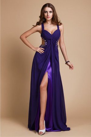 Chiffon Ärmelloses Herz-Ausschnitt Sittsames Ballkleid mit Perlen - Bild 1