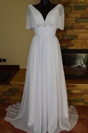 Abito da Sposa Allacciato retro Spazzola Treno con Piega a Spiaggia V-Scollo - Foto 1