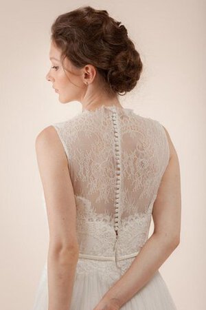 Durchsichtige Rücken Halle plissiertes zeitloses langes schlichtes Brautkleid - Bild 5