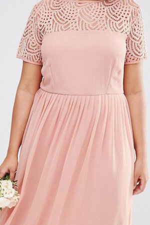 Kurze Ärmeln a linie Schaufel-Ausschnitt Spitze extravagantes Brautjungfernkleid aus Chiffon - Bild 4