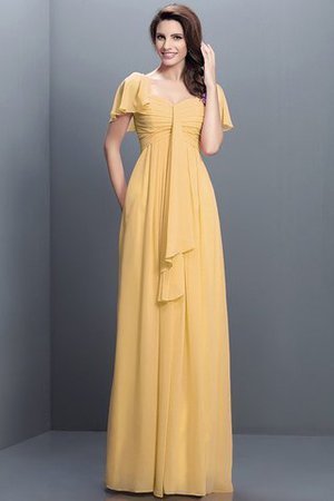 Halbe Ärmeln Herz-Ausschnitt Plissiertes Bodenlanges Brautjungfernkleid aus Chiffon - Bild 12