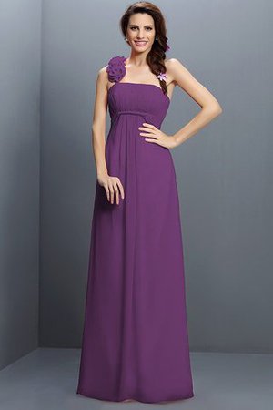 Robe demoiselle d'honneur longue en chiffon de bustier avec zip avec fleurs - Photo 4