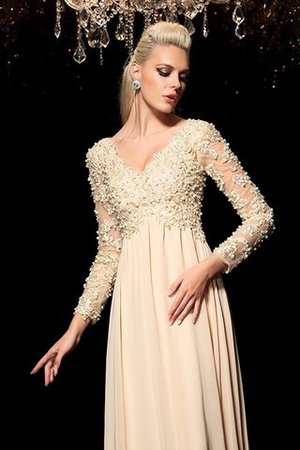 Robe de soirée intemporel longue en chiffon fermeutre eclair a-ligne - Photo 7