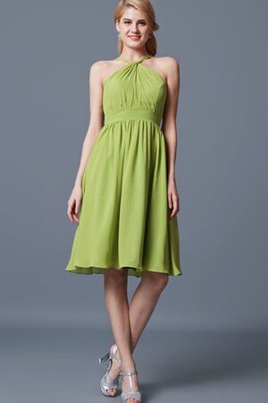 Robe demoiselle d'honneur plissé avec nœud à boucles ruché a-ligne dénudé - Photo 1