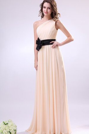 Robe demoiselle d'honneur long avec ruban avec fleurs ruché a-ligne - Photo 1