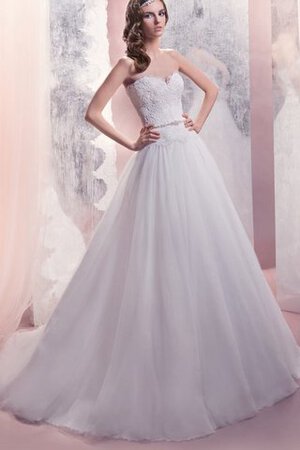 Abito da Sposa A-Line con Applique Naturale Senza Maniche con Perline Allacciato - Foto 1