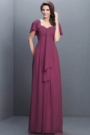 Halbe Ärmeln Herz-Ausschnitt Plissiertes Bodenlanges Brautjungfernkleid aus Chiffon - Bild 5