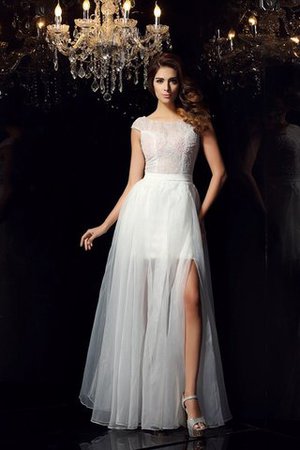 Robe de bal avec manche courte de princesse a-ligne textile en tulle avec perle - Photo 1