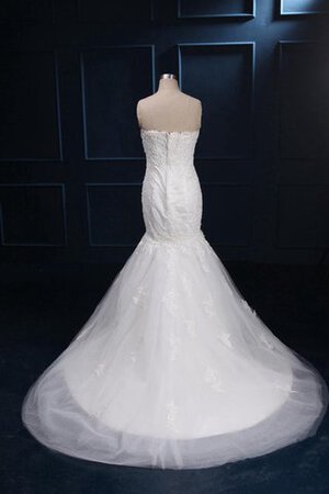 Paillettenbesetztes Satin Spitze Meerjungfrau wadenlanges Brautkleid mit Applikation - Bild 4