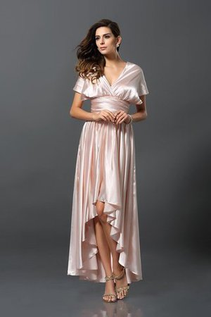 Robe demoiselle d'honneur bref satin comme soie asymétrique de fourreau haut bas - Photo 7