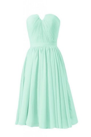 Chiffon A-Linie Reißverschluss trägerloser Ausschnitt mini Brautjungfernkleid - Bild 1