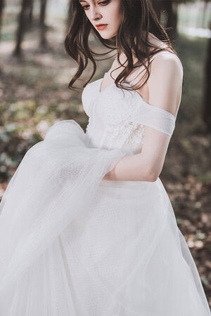Robe de mariée branle longueur au ras du sol bucolique bretelles spaghetti frappant - Photo 4