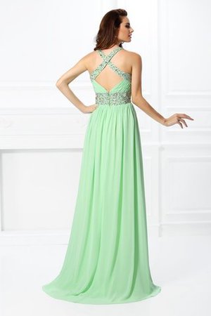 Abito da Ballo A Terra in Chiffon con Perline Naturale Senza Maniche - Foto 2