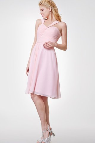 Ärmelloses A-Linie gerüschtes knielanges einfaches Brautjungfernkleid aus Chiffon - Bild 2