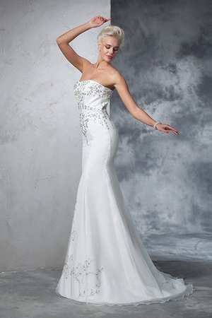 Herz-Ausschnitt Normale Taille Anständiges Extravagantes Brautkleid aus Satin - Bild 4