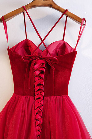 Vestido de Dama de Honor en Terciopelo de Escote Corazón de Cordón de Encantador - Foto 5