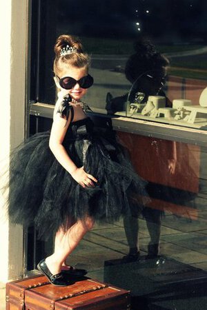 Robe de cortège enfant de mode de bal bandouliere spaghetti en tulle ceinture avec gradins - Photo 3