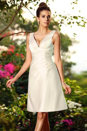 Robe demoiselle d'honneur plissage courte naturel avec fronce de col en v - Photo 16