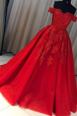 Robe de bal plissé romantique avec perle avec manche courte appliques - Photo 3