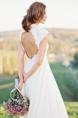 Sencillo Vestido de Novia en Encaje de Cola Barriba de Manga tapada de Joya - Foto 4