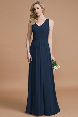 Prinzessin Normale Taille Bodenlanges Brautjungfernkleid aus Chiffon mit V-Ausschnitt - Bild 15